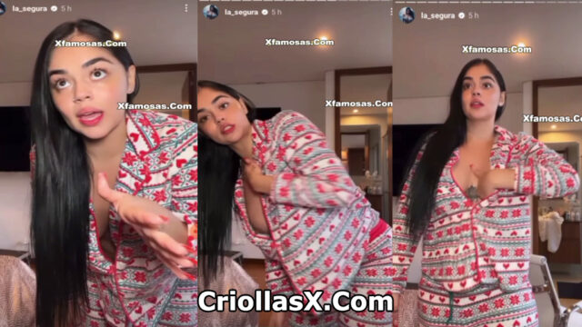 Descansidad de influencia colombiana segura muestra su pecho en una vida en vivo