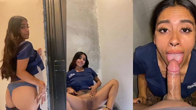 Compañeros de trabajo tienen SEXO a escondidas en el baño de la lavanderia