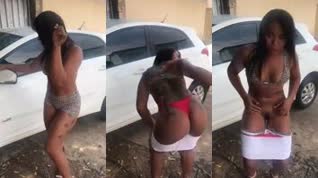 Brasileña enseñando todo en la calle