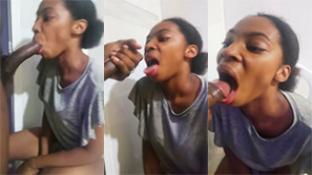 Negra adolescente mamando pija curva hasta tragarse los mecos